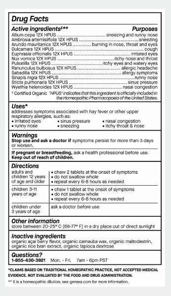 Allergy Care, for Adults, 60 Acai Berry Chewable Tablets, by Genexa