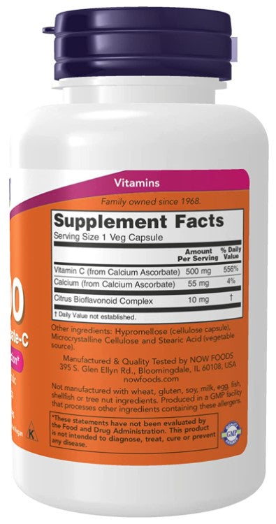 C-500 Calcium Ascorbate-C, 100 Veg Capsules, by NOW