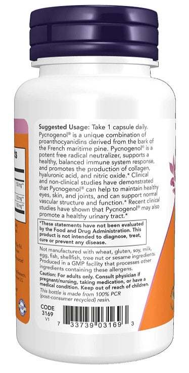 Extra Strength Pycnogenol 150 mg 60 Veg Capsules, by NOW