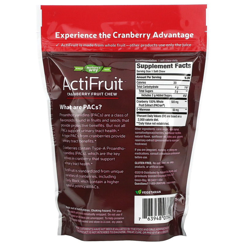 ActiFruit, Cranberry Fruit Chew, 500 mg, 20 Soft Chews by Nature&