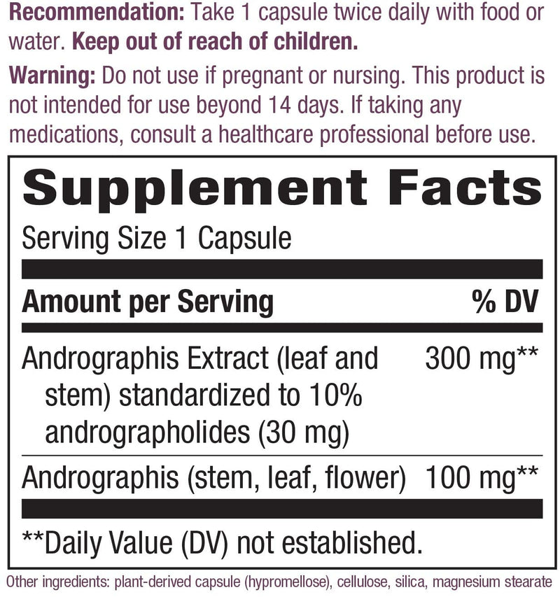Andrographis Standardized 60 Veg Capsules by Nature&