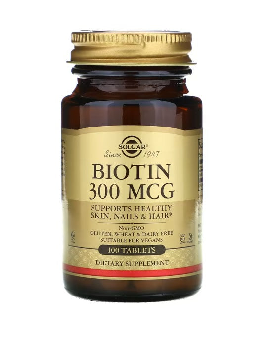 Biotin 300 mcg 100 Tablets by Solgar