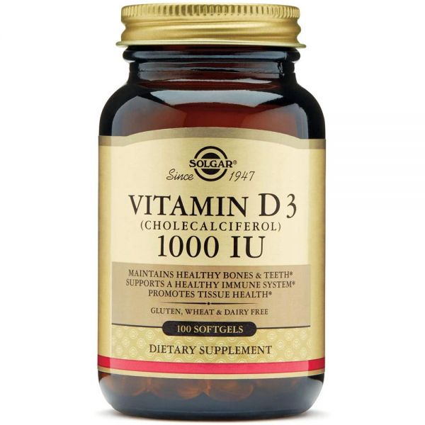 Vitamin D3 (Cholecalciferol) 25 Mcg (1000 IU) 100 Softgels