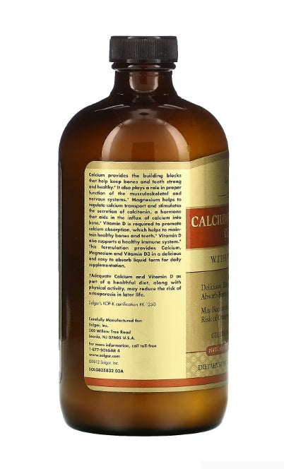 Liquid Calcium Magnesium Citrate with Vitamin D3 Natural Orange Vanilla 16 fl oz 473 ml
