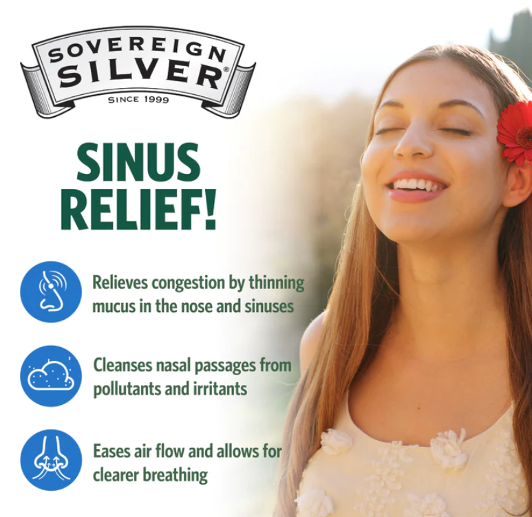 Bio-Active Silver Hydrosol - Natural Nasal Spray, Sinus Relief, 1 fl oz (29 ml), by Sovereign Silver