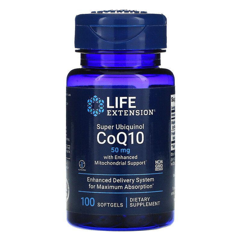 Super Ubiquinol CoQ10 with Enhanced Mitochondrial Support 50 mg 100 Softgels