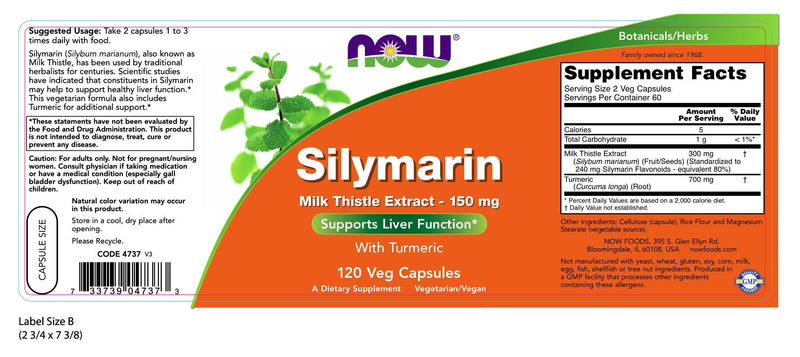 Silymarin Milk Thistle Extract 150 mg 120 Veg Capsules | By Now Foods - Best Price