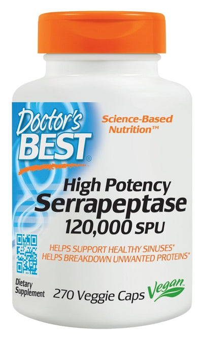 High Potency Serrapeptase 120,000 SPU 270 Veggie Caps