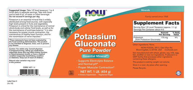Potassium Gluconate Pure Powder 1 lb (454 g)