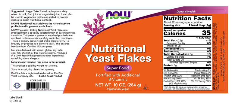 Nutritional Yeast Flakes 10 oz (284 g) | By Now Foods - Best Price